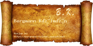 Bergmann Kálmán névjegykártya